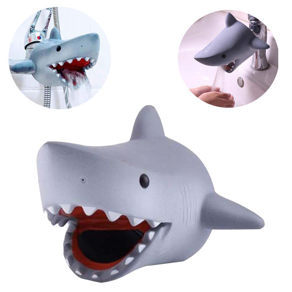 GUGELIVES Children’s Faucet Extender Bath Spout Cover Grey Shark