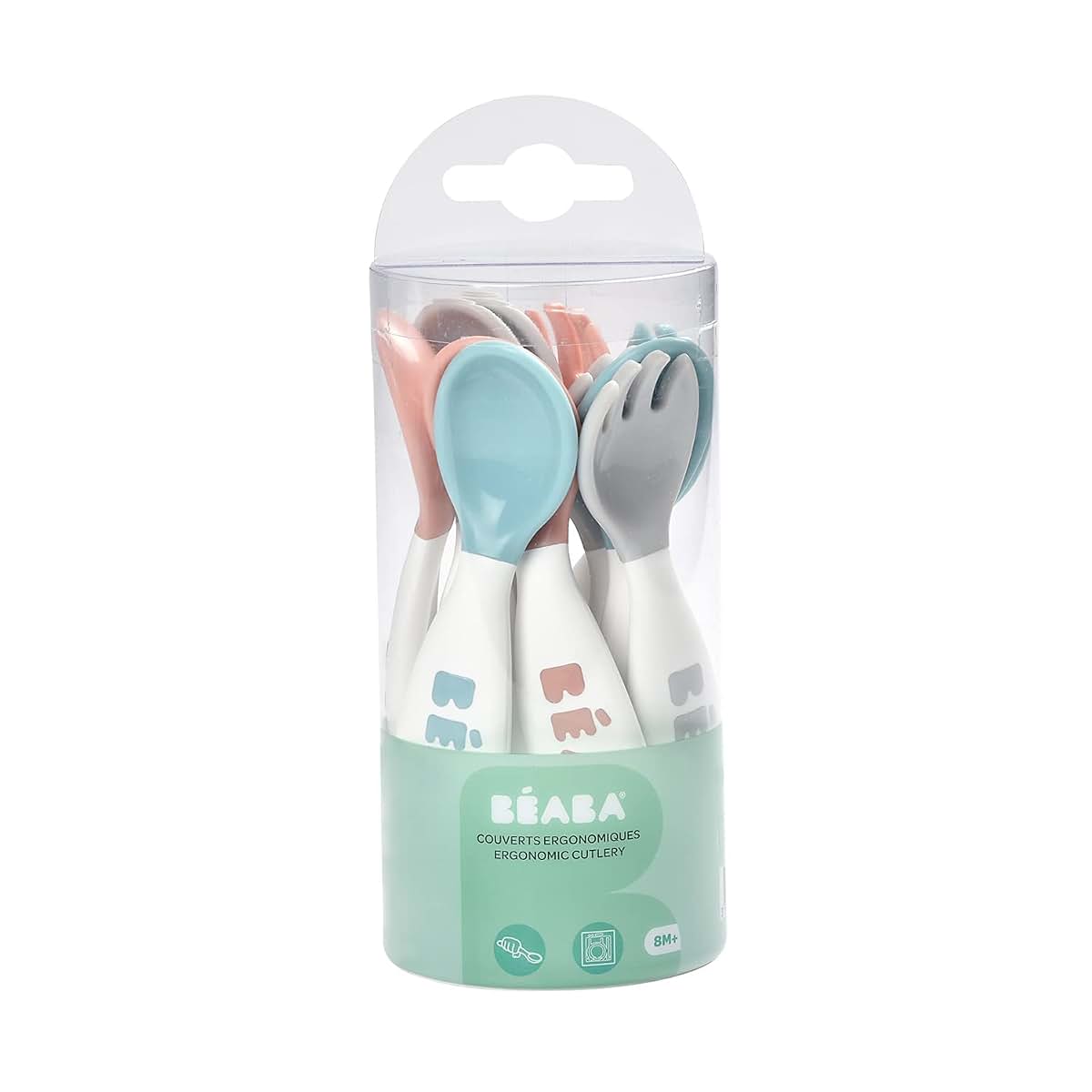 Béaba Toddler Self Feeding Cutlery Set, 10-Piece Utensil Collection