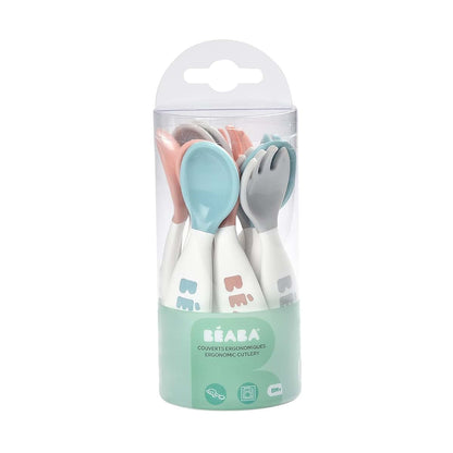 Béaba Toddler Self Feeding Cutlery Set, 10-Piece Utensil Collection