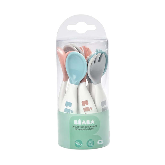 Béaba Toddler Self Feeding Cutlery Set, 10-Piece Utensil Collection