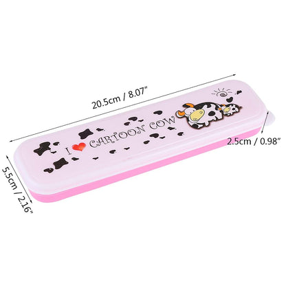 BabyOneStop Children Stainless Steel Fork and Spoon Set with Storage Box in Pink