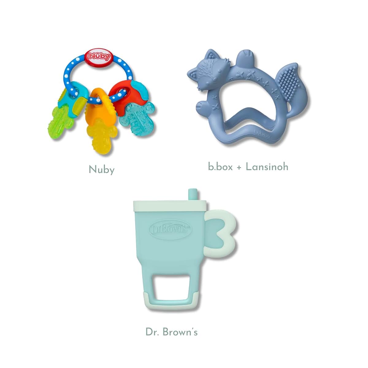 Teether Trial Pack Variety Box for Babies – 3 Baby-Safe Teething Toys & Sensory Teethers for Teething Relief (Nuby (photo 2)
