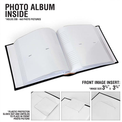 GiftsForYouNow Personalized Photo Album, Custom Engraved Picture Album, Holds 200 4" x 6" Photos, Leatherette and Laser