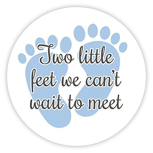Orange Umbrella Co 40-2" Two Little Feet We Can't Wait to Meet It's a Girl, It's a Boy, Baby Shower Stickers (#035-BG)
