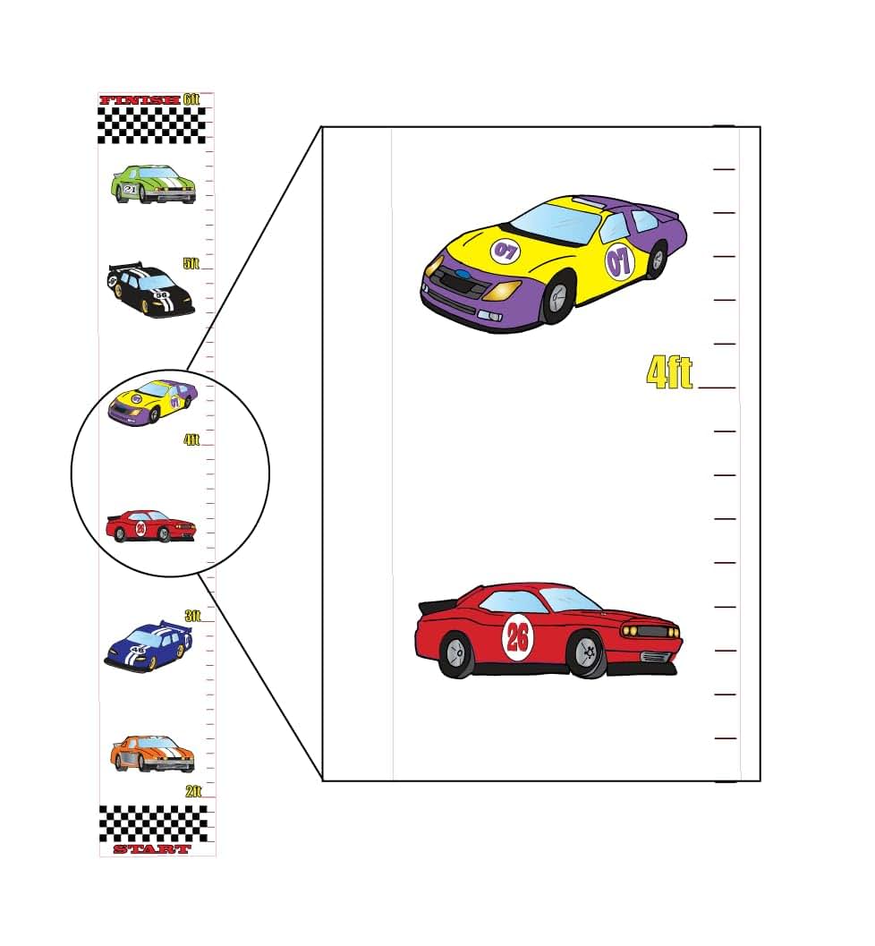 Presto Wall Decals Race Car Growth Chart Wall Art Stock Car Wall Decals Children's Decor