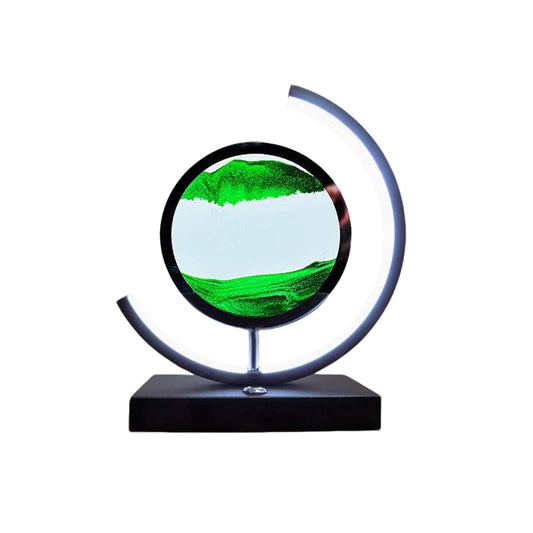 Cordore 3D Moving Sand Art Desk Lamp 3D Moving Sand Art Rotating Hourglass Decoration Creative Art Creative Sea Glass