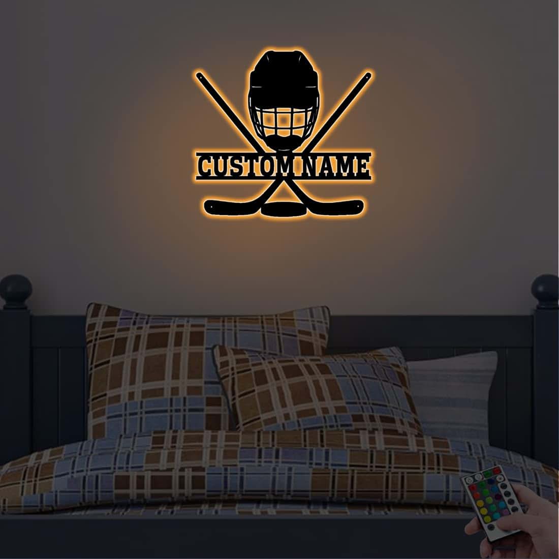 Amabery Personalized Hockey Stick Night Light With LED Color Changing Features (photo 4)