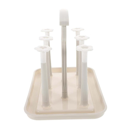 Space Saving Bottle Drying Rack with Cup Holder for Countertop Organization