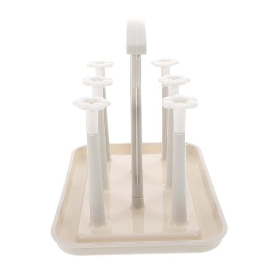 Space Saving Bottle Drying Rack with Cup Holder for Countertop Organization