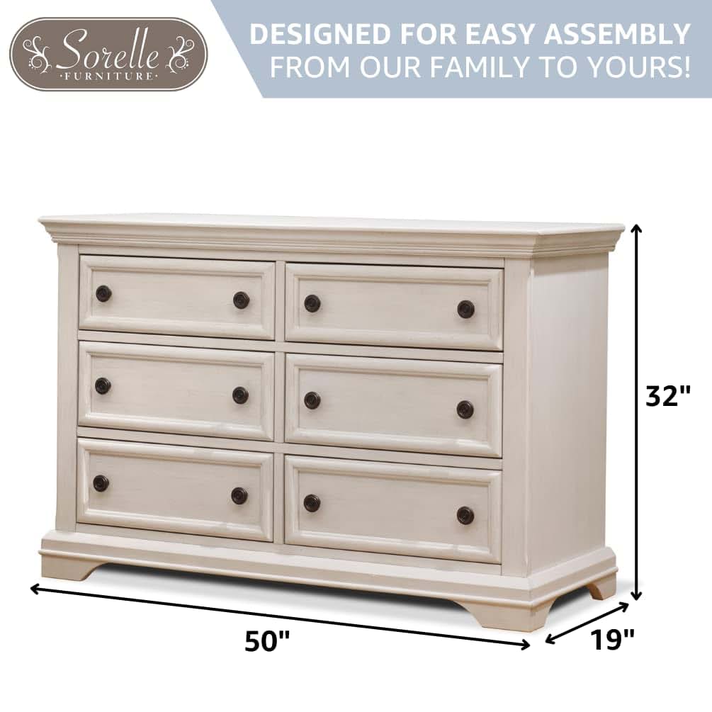 Sorelle Portofino Double Dresser In Brushed Ivory