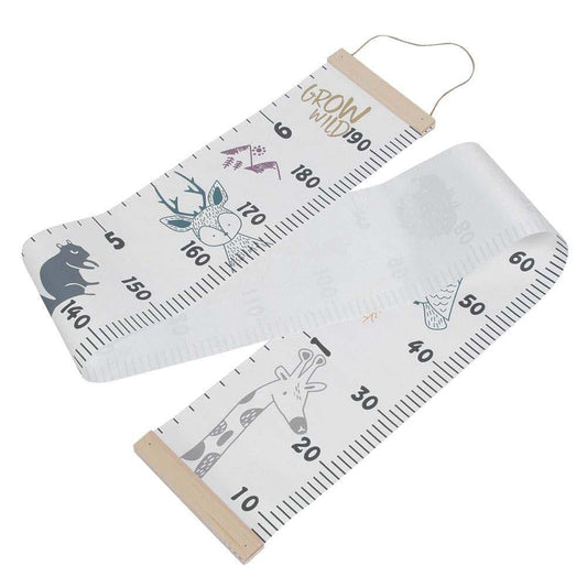 BabyOneStop Kids Growth Chart Ruler, Portable Wood and Cloth Wall Decor with Colorful Patterns for Nursery and Playroom