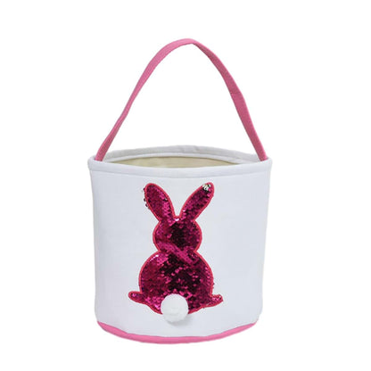 Joyesplay Easter Bunny Baskets, Canvas Bunny Eggs Hunt Basket Egg Bags with Handles, Easter GrassHandbag Rabbit Fluffy