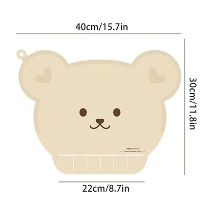 Shinycome Cute Bear Silicone Kids Placemat with Food Catching Pocket, Non-Slip