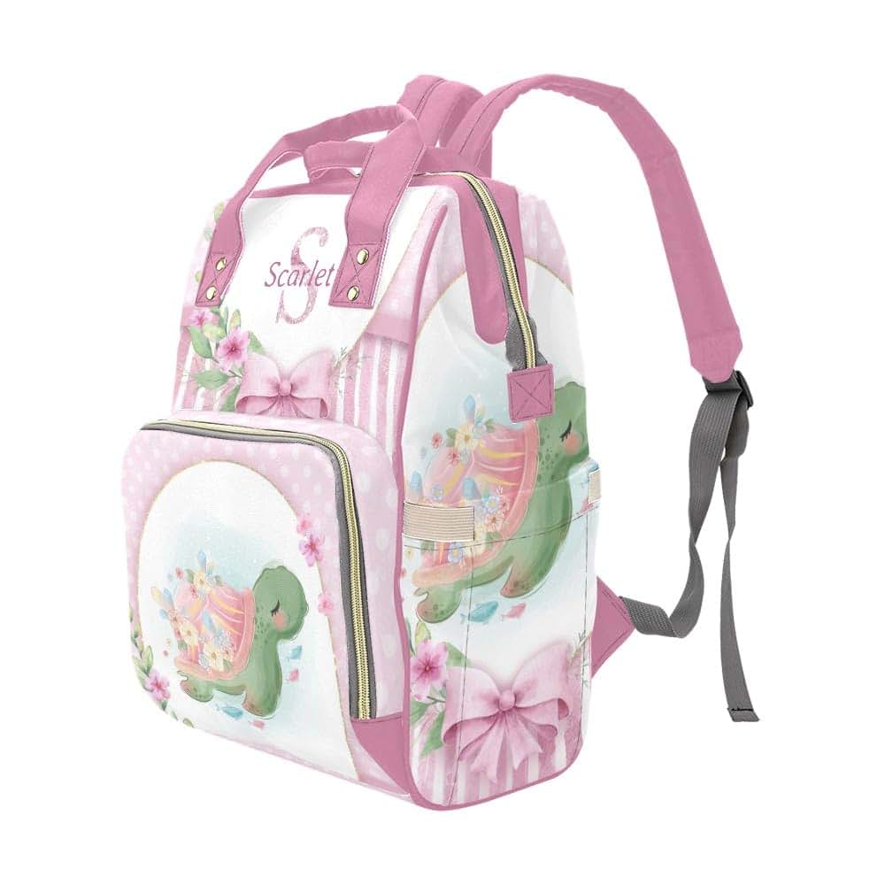 YallLocoMo Personalized Diaper Bag Backpack Gift Pink Floral Baby Turtle Cute Versatile Travel Bag: Large Capacity &