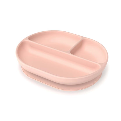 EKOBO Silicone Divided Baby Plate with Suction, Blush, 3‑Section Toddler Plate with Suction Base and High Rims (photo 2)