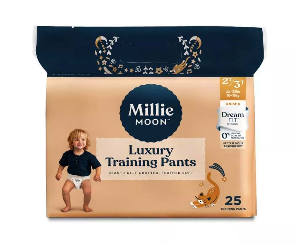 Milli Luxury Baby Training Pants, Potty Training Diapers Unisex Leak Protection (White, 2T-3T, 25 Count)