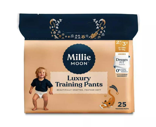 Milli Luxury Baby Training Pants, Potty Training Diapers Unisex Leak Protection (White, 2T-3T, 25 Count)