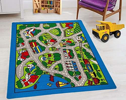 HR HANDCRAFT RUGS Kids Road Rugs Boys/Girls/Children/Toddler Educational Play mat for School/Daycare/Nursery Non-Slip