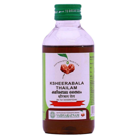 VAIDYARATNAM Ksheerabala Thailam -200 ML (Pack Of 2)| Ayurvedic Products | Ayurveda Products | Vaidyaratnam Products