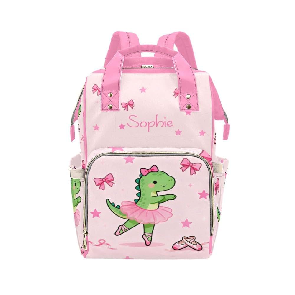 Nzoohy Dinosaur Ballerinas Personalized Diaper Bag Backpack