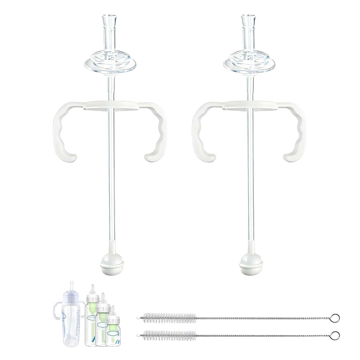 Honeykin Straw Cup Conversion Kit Compatible with Dr. Brown’s Narrow & Glass Baby Bottles, 2 Pack Weighted Straw