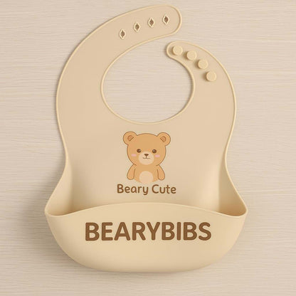 BearyBibs Premium Silicone Baby Bib With Food Catcher Pocket, Adjustable 6 To 36 Months