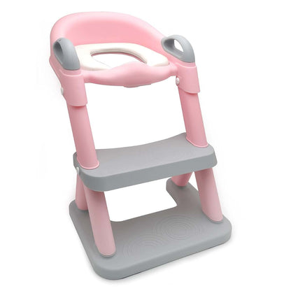 HongK- Baby Pink Wider Step Toddler Potty Training Seat Ladder Toilet Chair Infant Kid Bathroom Trainer