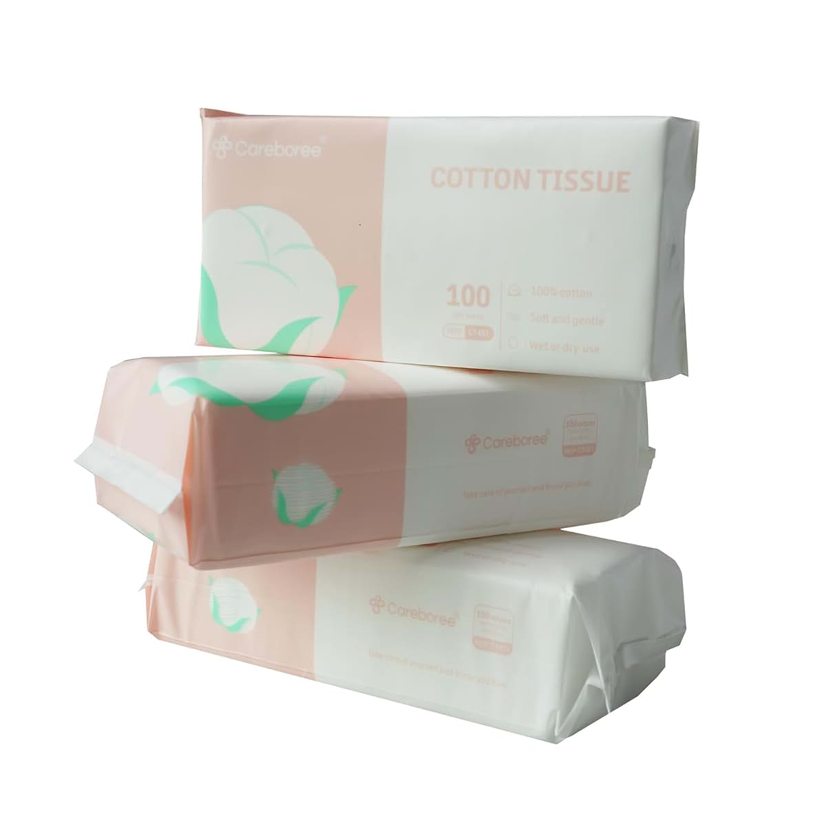 Careboree Dry Cotton Wipes for Baby and Household Cleansing