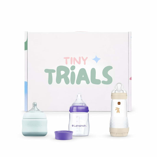 Tiny Trials Stage 2 Flow Baby Bottle Variety Pack for Breast-to-Bottle Transition Anti-Colic Bottles Featuring MAM