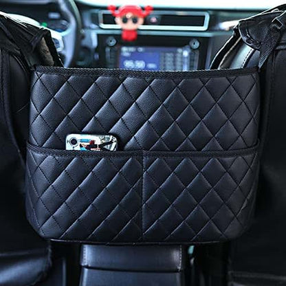 Guoord Car Seat Storage Bag Black PU Leather Caddy Organizer (photo 2)