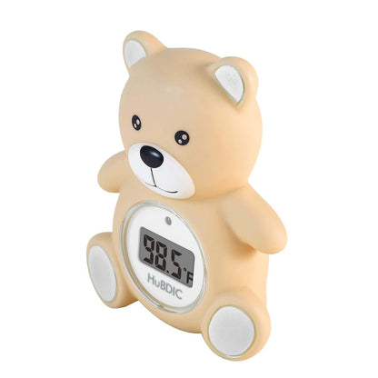 HubiBaby Baby Bath Thermometer & Digital Room Thermometer Floating Teddy Bear Khaki
