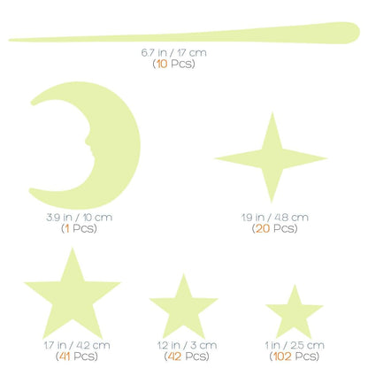 Unomor 216-Piece Glow in The Dark Star Stickers for Walls and Ceilings
