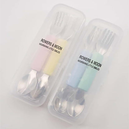 Rowers & Moon Stainless Steel Fork and Spoon Set For Toddlers (photo 2)