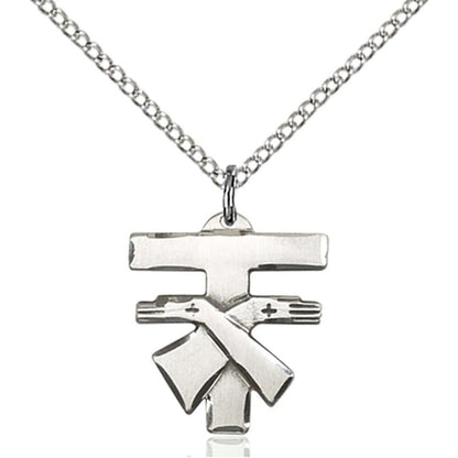 Bliss Sterling Silver Franciscan Cross Pendant With Lite Curb Chain