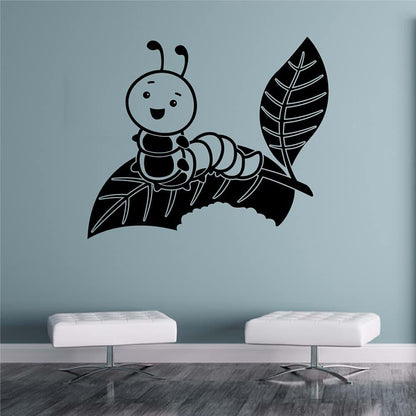 All Things Valuable Caterpillar Larvae Cute Caterpillar Butterfly Leaf Vinyl Wall Art Sticker Decal