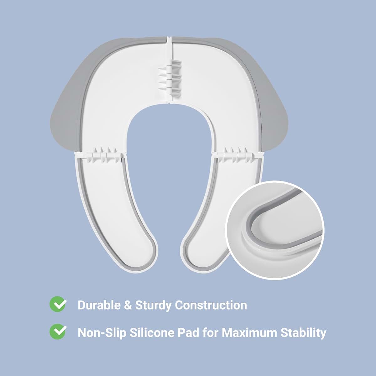 Corvynis Foldable Toddler Toilet Seat Portable Potty Training Seat-Grey (photo 4)