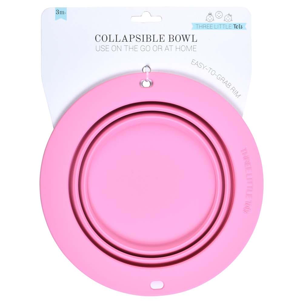 BabyOneStop Silicone Collapsible Travel Bowl for Toddlers and Pets, Rose