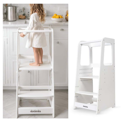 Dadada Baby Montessori Toddler Tower Adjustable Kids Step Stool White