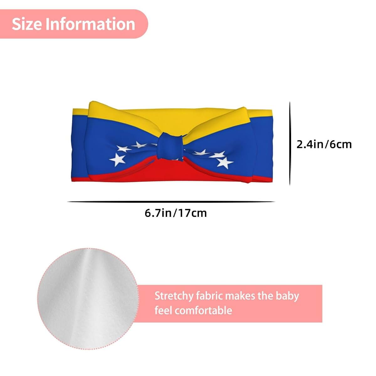 WBQLSL Flag of Venezuela Printed Baby Bow Headband for Newborns (photo 3)