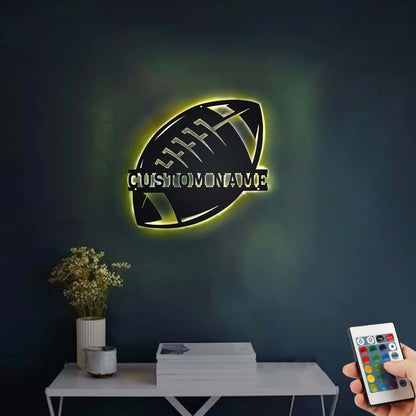 Amabery Personalized Wooden LED Wall Hanging Football Sign (photo 4)