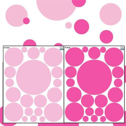 Create-A-Mural Polka Dot Wall Decals for Girls Room, Light and Dark Pink
