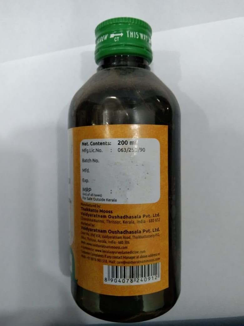 Vaidyaratnam Lasunairandadi-Kashayam Pack of 2 (2 * 200ml) (photo 2)
