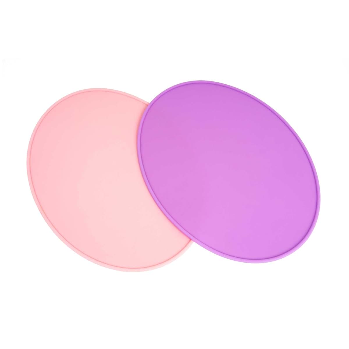 321 Grow Sit with Me Placemat Set, Oval Silicone Non-Slip Feeding Mat, 2 Pack, Cotton Candy