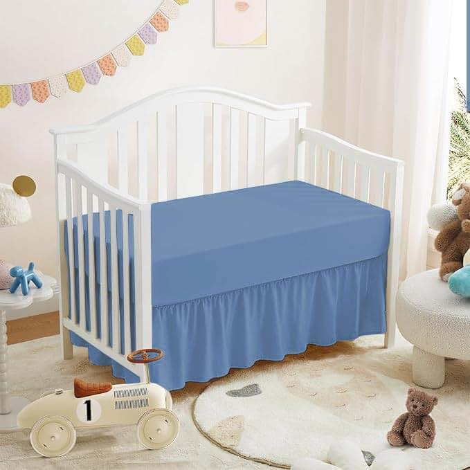 Stoffkontor Crib Ruffle Bed Skirt Medium Blue Solid