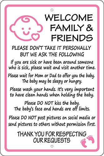 Rules for Visiting New Baby Alum Metal Sign - Vintage Rustic Decor