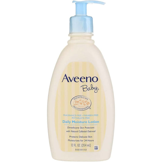 Pharmapacks AVEENO Baby Daily Moisture Lotion Fragrance Free 12 oz (Pack of 10)