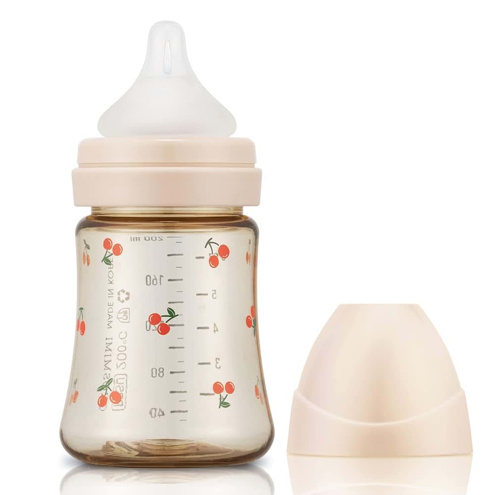 GROSMIMI PPSU Baby Bottle, Anti-Colic Valve, 1M+, 6oz (Cherry - Rose Gold)