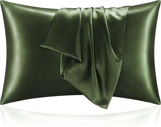 Luxxurecare Olive Silk Satin Toddler Travel Pillowcase Set