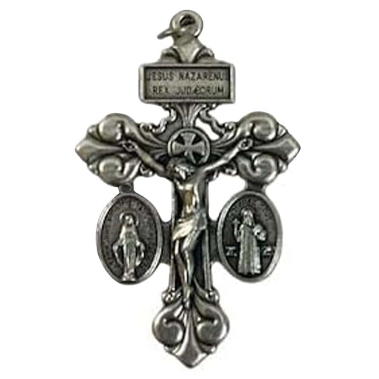 VILLAGE GIFT IMPORTERS Pardon Crucifix with St Benedict Medal and Miraculous Medal Triple Threat Crucifix Cross Made in