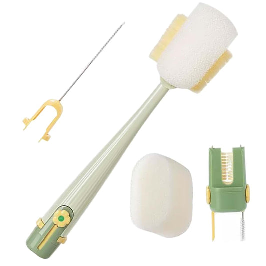 Lawnrden Bottle Brush Set 5-in-1 Sponge & Bristles Bottle Cleaner Long Handle Detail Narrow Cleaning Kit for Baby